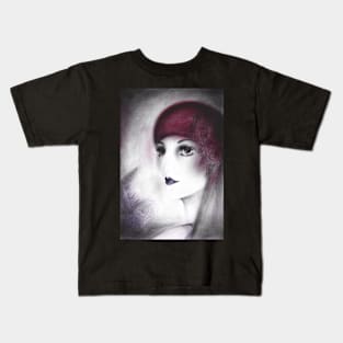 ART DECO FLAPPER, 1920S LADY MUTED SHADES Kids T-Shirt